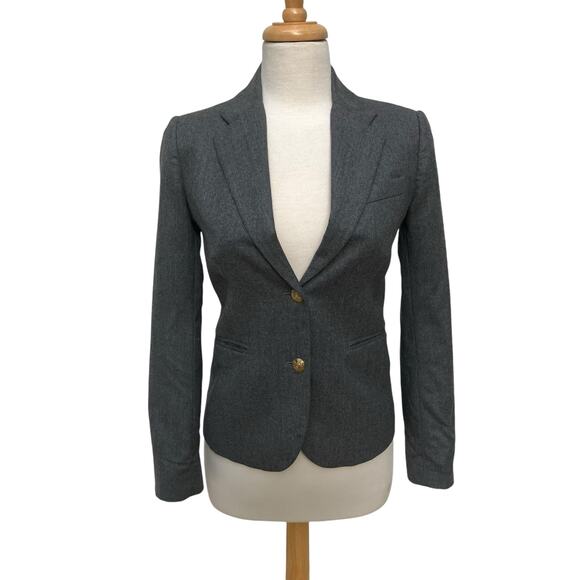 J. Crew Blazer Sz XS/S Gray Single Breasted Long Sleeve Pockets Preppy Academia - Picture 1 of 11